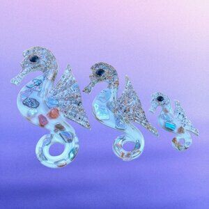 Vintage Lucite SeaHorse family Abalone Shell Mermaid Bathroom MCM